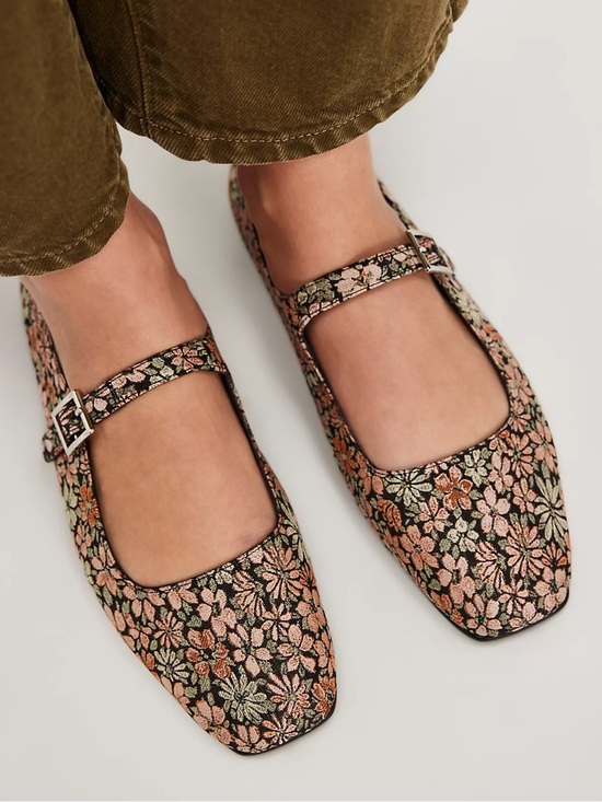 Jeffrey Campbell Shoes - Jeffrey Campbell Whimsy Mary Janes Embroidered Square Toed Shoes Flat 6.5 NEW
